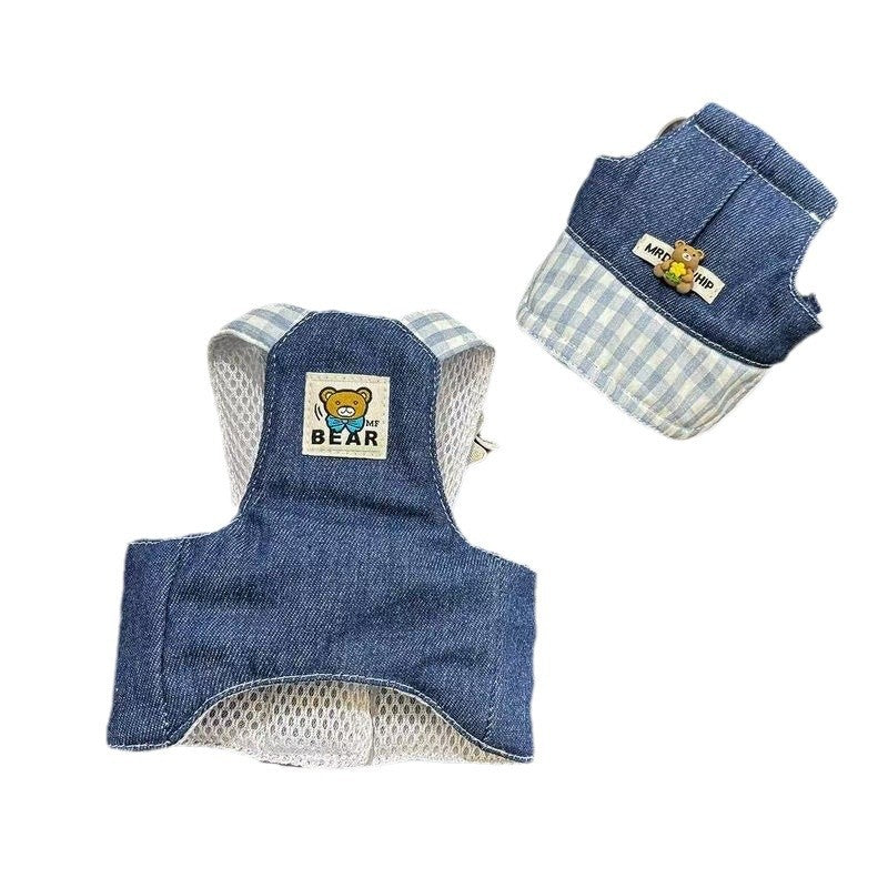 Spring And Autumn Pet's Chest-back Hand Holding Rope Dog Cat Clothes