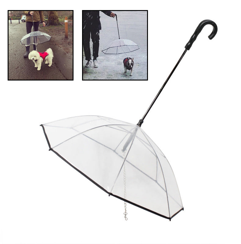 Dog's Transparent Umbrella With Traction Chain Removable Umbrella Pet Products